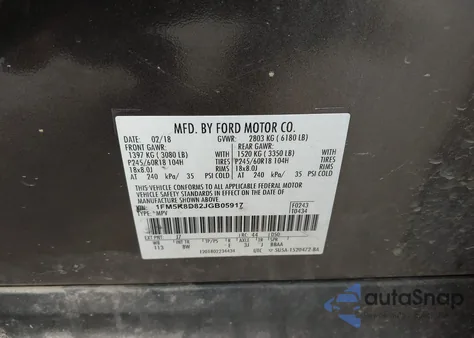 2018 Ford Explorer Xlt z USA, uszkodzony, nr VIN 1FM5K8D82JGB05917